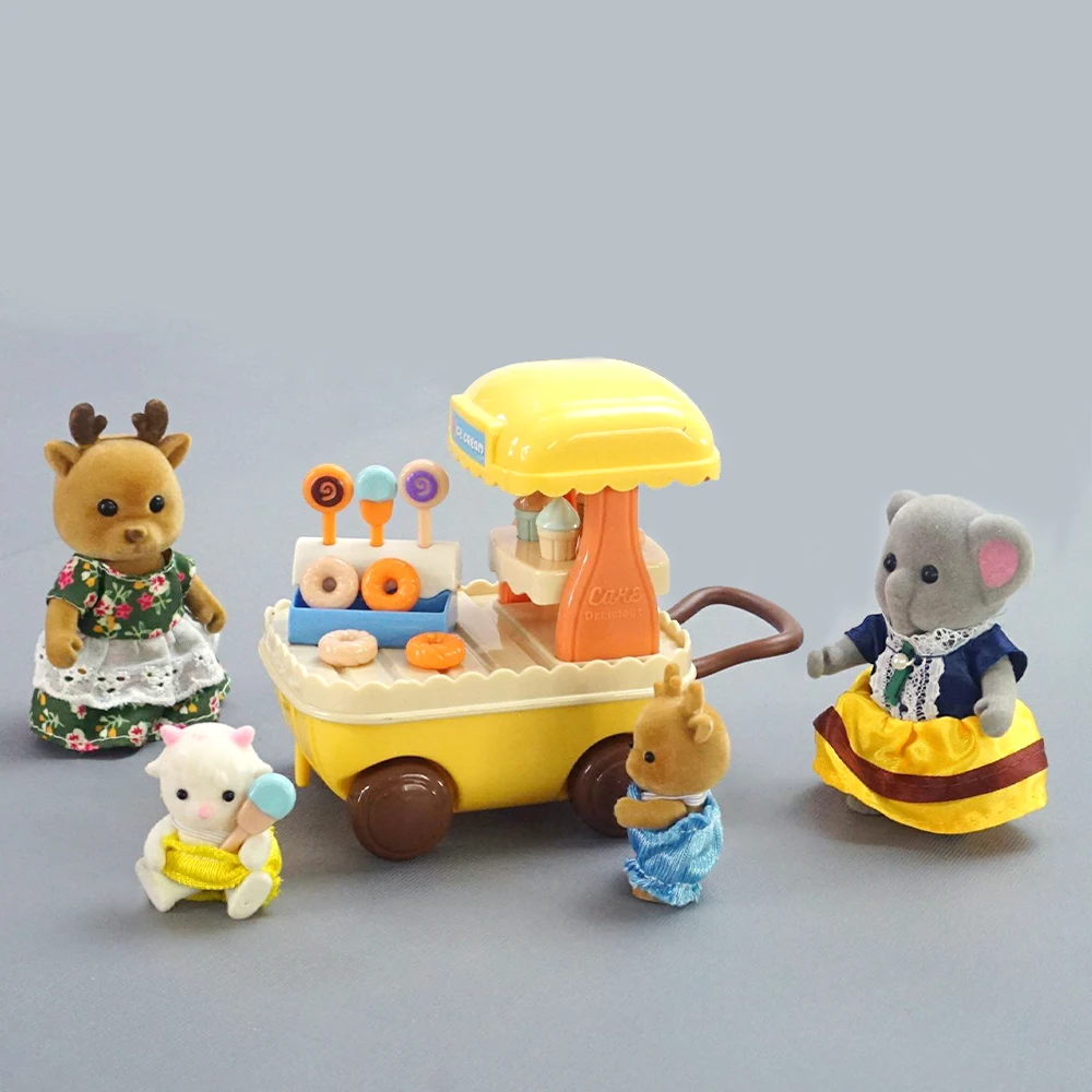 Forest Family Dollhouse Supermarket Ice Cream Car Miniatures 1/12 Scale Accessories Miniature City Girl Toys Animal Villa House