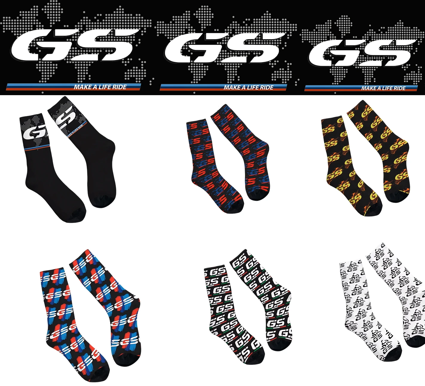 GS Motor World Map Racing Socks Gothic Stockings Women Men Soft Breathable Outdoor Sports Socks Autumn Custom Anti-Slip Socks