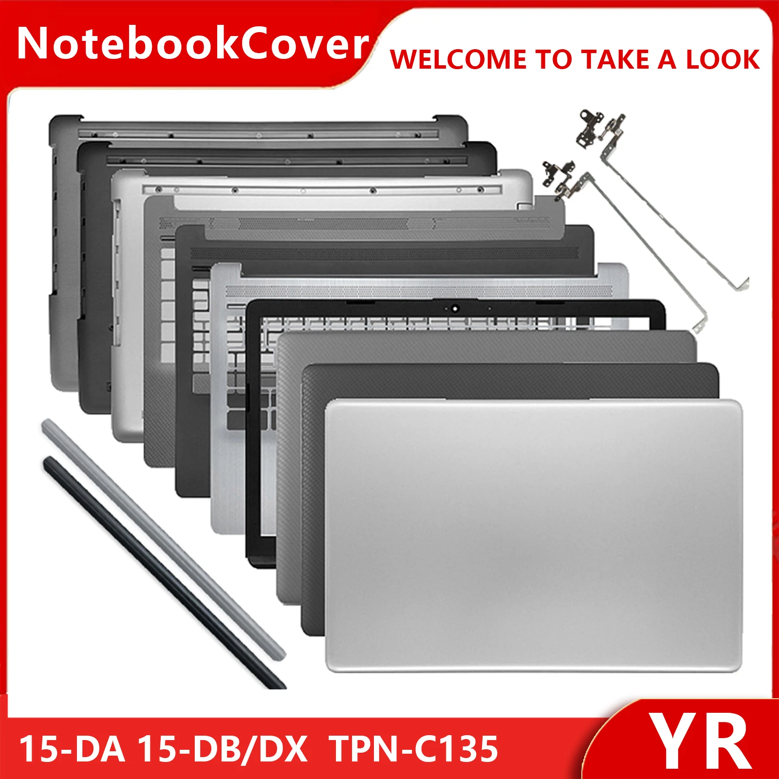 NEW For HP 15-DA 15-DB/DX 250/255 G7 TPN-C135 TPN-C136 Laptop LCD Back Cover Front Bezel Palmrest Bottom Case Replacement hinge