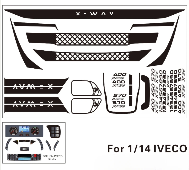 แท่งโลหะตกแต่งจำลอง1ชุดสำหรับชิ้นส่วน DIY โดยเฉพาะ Iveco 1/14