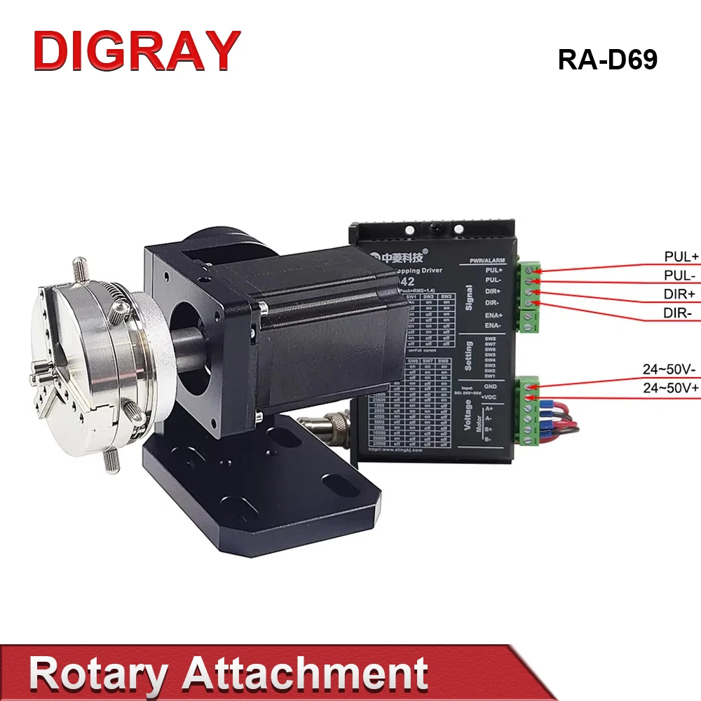 Digray D69 D60 Laser Marking Machine Rotary Axis Chuck Motor Accessories For Rings, Bracelets And Jewelry Engraving