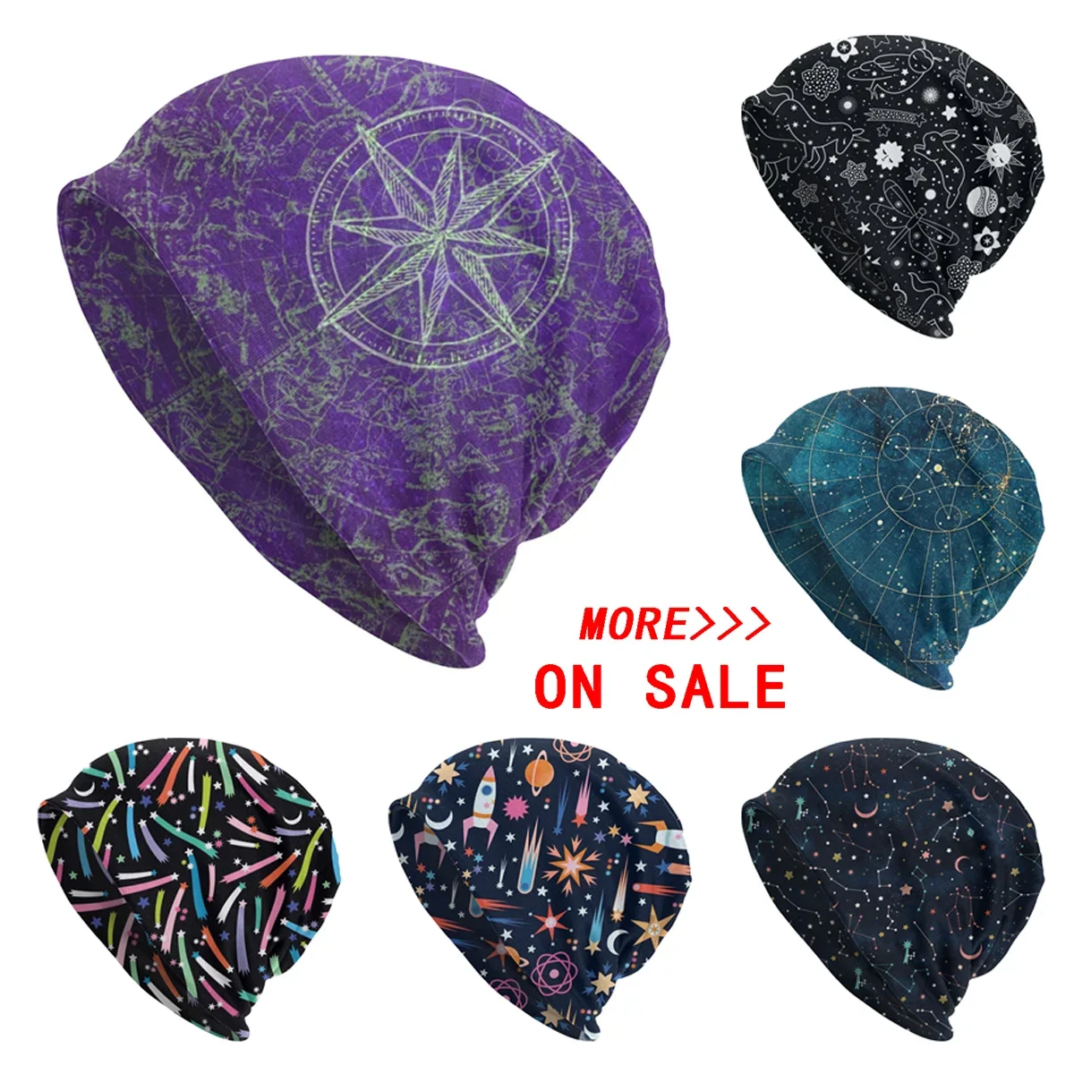 Magical Stargazing Cap Stars Galaxy Celestial Moon Starry Hip Hop Adult Street Skullies Beanies Hat Head Wrap Bonnet Knitted Hat