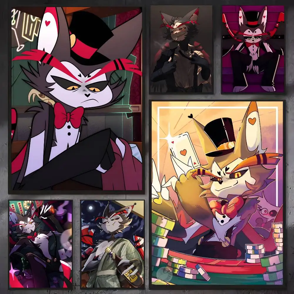 1pc Anime H-hazbin Hotel Husk Poster Sticker Print Waterproof Wall Art For Living Room Bedroom Home Decor