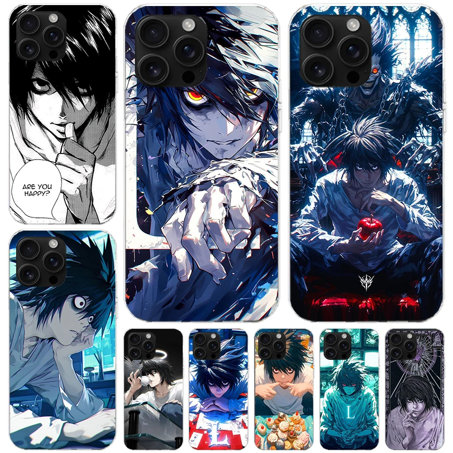 N-note d-death L Lawliet para iPhone 17 Air 16 15 14 Plus 13 Mini 12 11 Pro Max funda de teléfono 16E 7 estampado 8 SE Fundas cubierta suave Coq