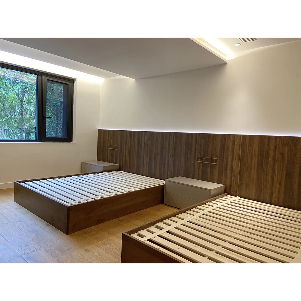 إطار سرير فردي من خشب البلوط الصلب مخصص مع لوح رأسي خشبي لأثاث غرف نوم المسنين #2