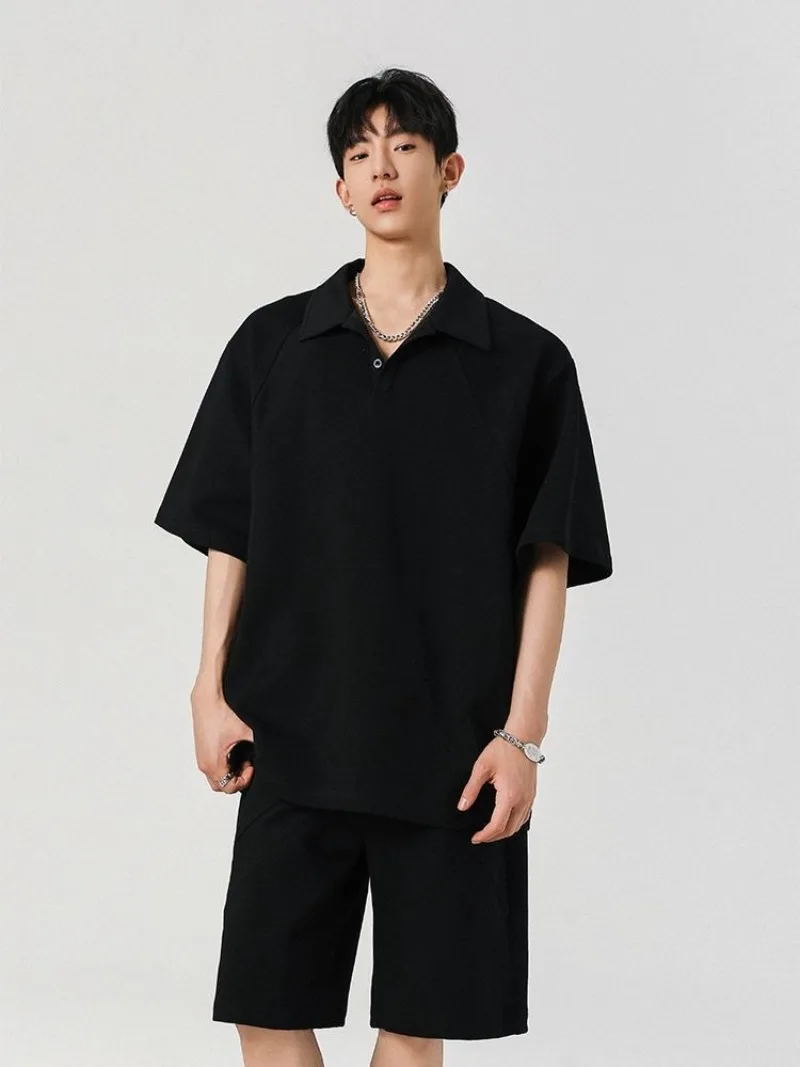 

Летний мужской хлопковый спортивный костюм свободного кроя, полный комплект, шорты с короткими рукавами, высококачественный, модный, стильный, крутой.