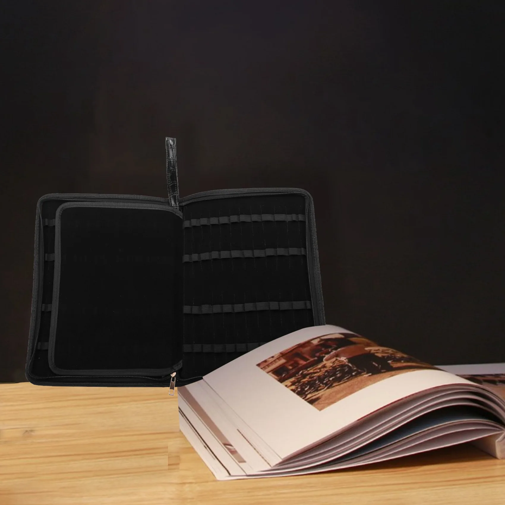 Чехол для перьевой ручки большой емкости из искусственной кожи черного цвета, 48 слотов, сумка для ручек, сумка-карандаш