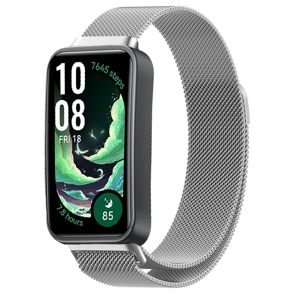Milanese Metal Strap for Huawei Band 8 9 10 Bracelet Loop Band for Huawei Band 10 Magnetic Breathable Wristband Belt Accessories