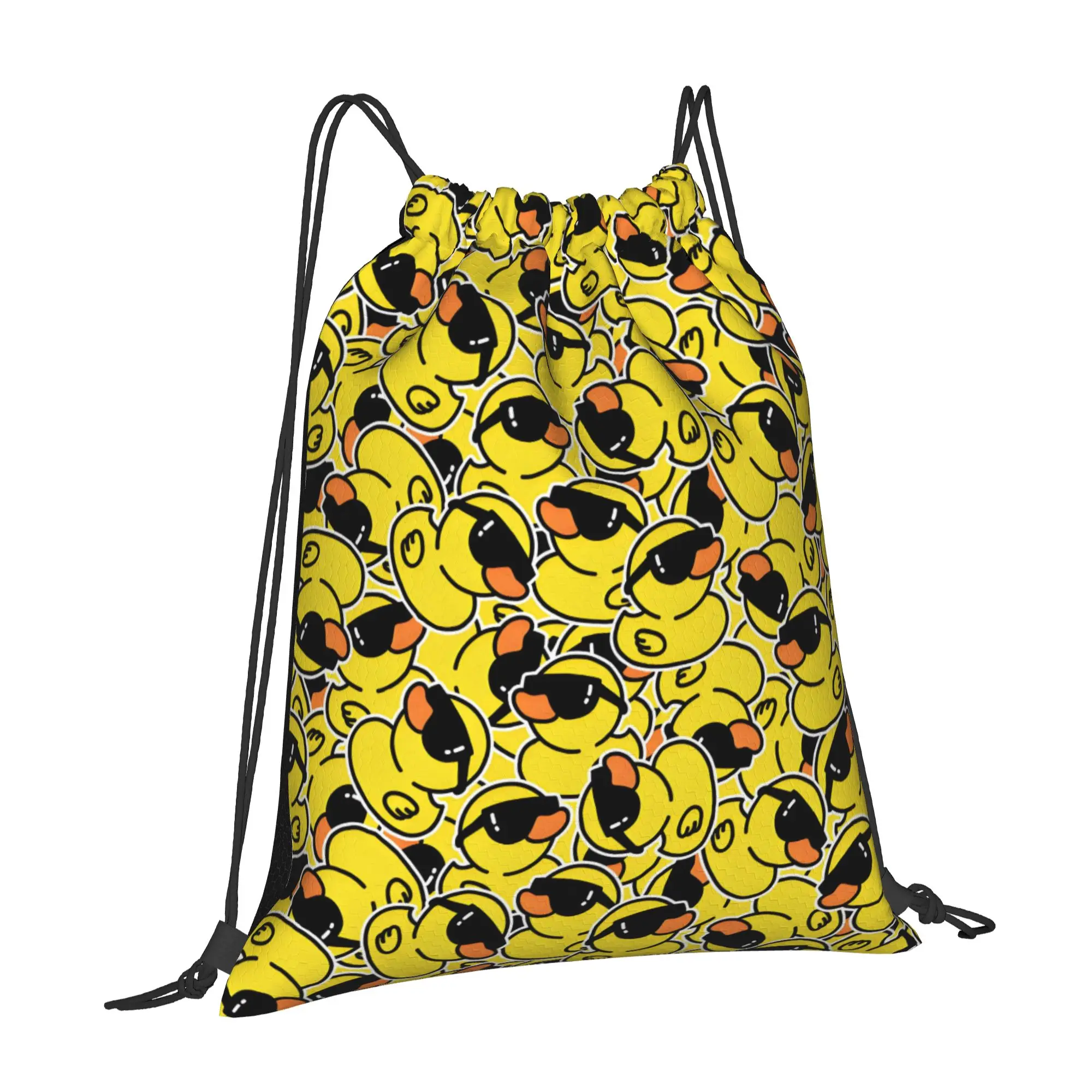 Custom Rubber Duck Sunglasses Shower Bath Cartoon Drawstring Backpack Women Men Sport Gym Sackpack Foldable  Shopping Bag Sack