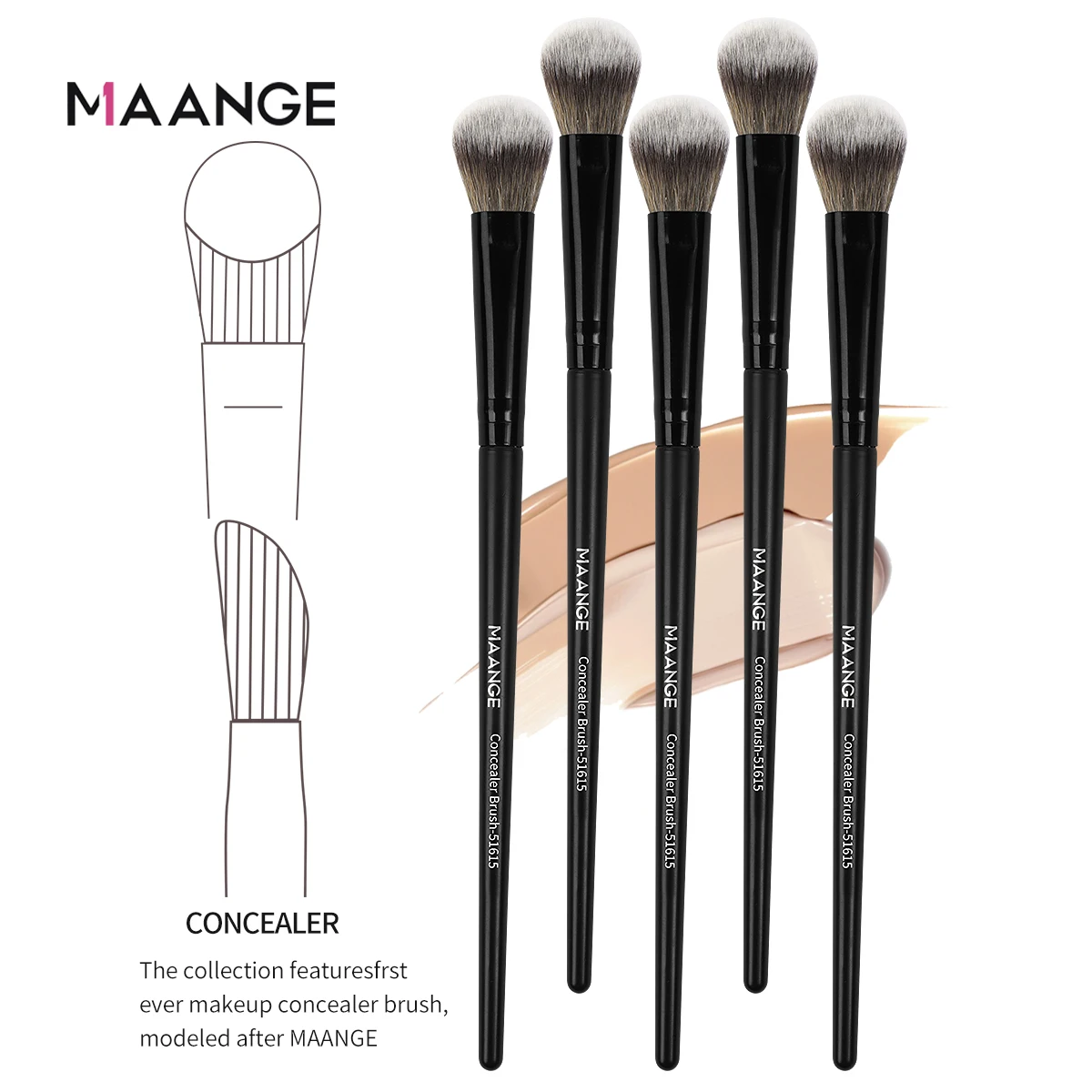 

MAANGE 5PCS Makeup Brush Angle Kabuki Foundation Brush for Liquid Cream Powder Contour Buffing Blending Concealer Brush Tools