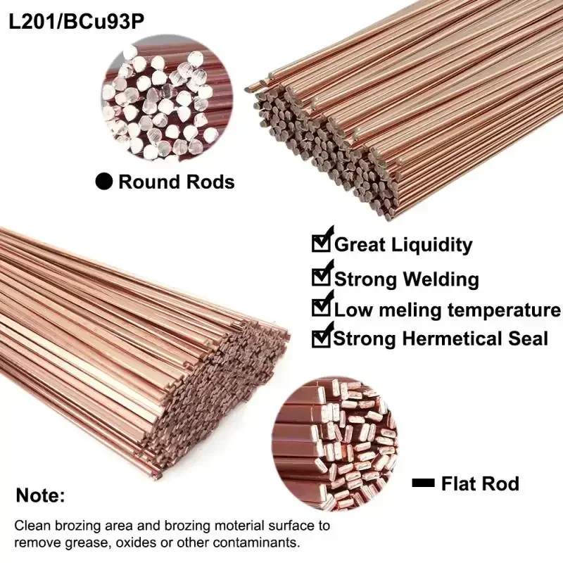 10/5Pcs Phosphor Bronze Welding Rods, Round & Flat 50/40cm Electrode for Coppers Brazing, Electrical and Mechanical Repair