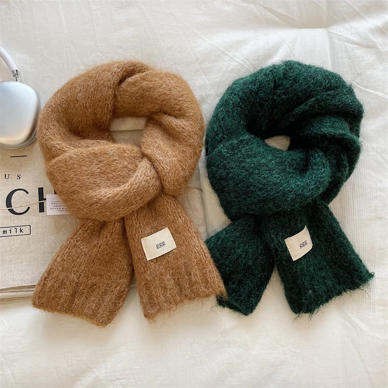 Syal Wol Campuran Korea Warna Ungu untuk Wanita Rajutan Hangat Serbaguna Nuansa Mewah Musim Dingin Musim Semi Musim Gugur Putih Menawan