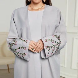 2024 New Khimar Embroidery Open Kimono Abaya Batwing Sleeve Muslim Women Hijab Ramadan Robe Moroccan Dubai Kaftan Islam Clothing