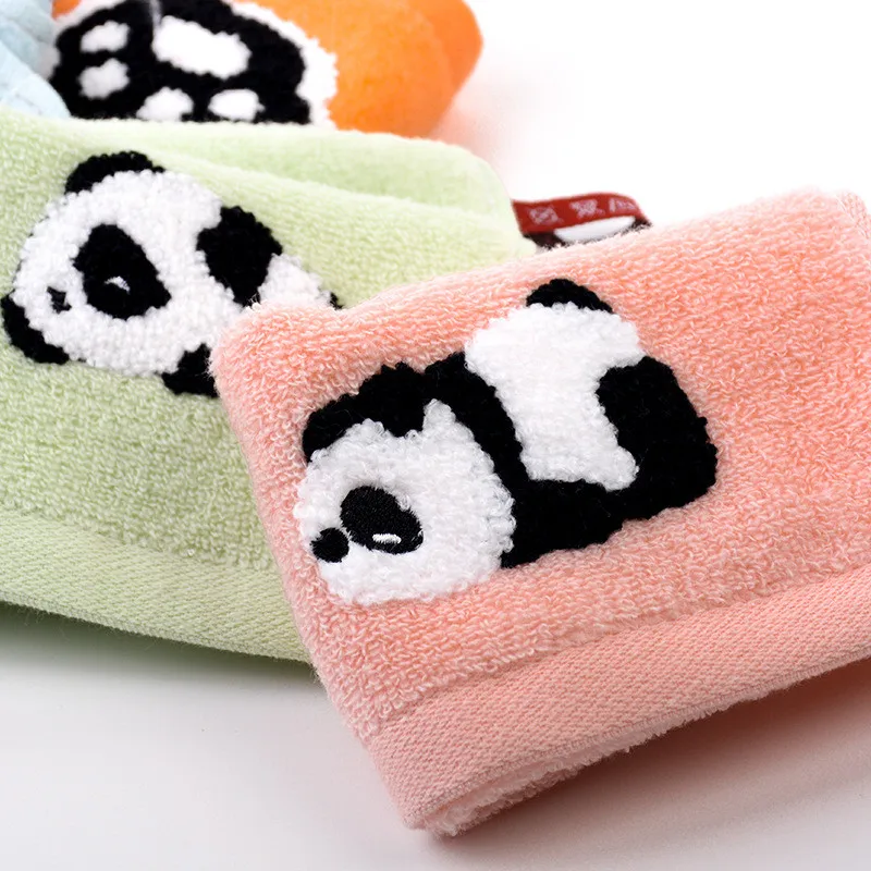 1Pcs 25x25cm Cartoon Panda Jacquard Baumwolle Baby Kinder Gesicht Handtuch Hand Waschlappen Wasser Saugfähigen Weichen – Detail 8