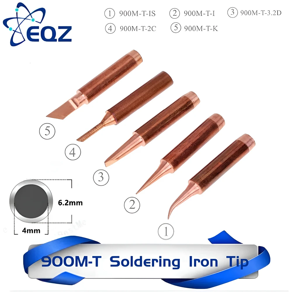 

5pcs 900M-T Pure Copper Soldering Iron Tip Lead-free Solder Tips Welding Head BGA Soldering Tools Branding Iron