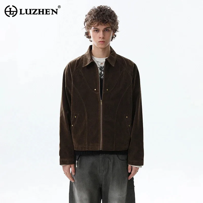 

LUZHEN 2025 новая модная повседневная куртка с заклепками и металлическими украшениями на молнии, мужская высококачественная красивая элегантная темпераментная одежда JY5312