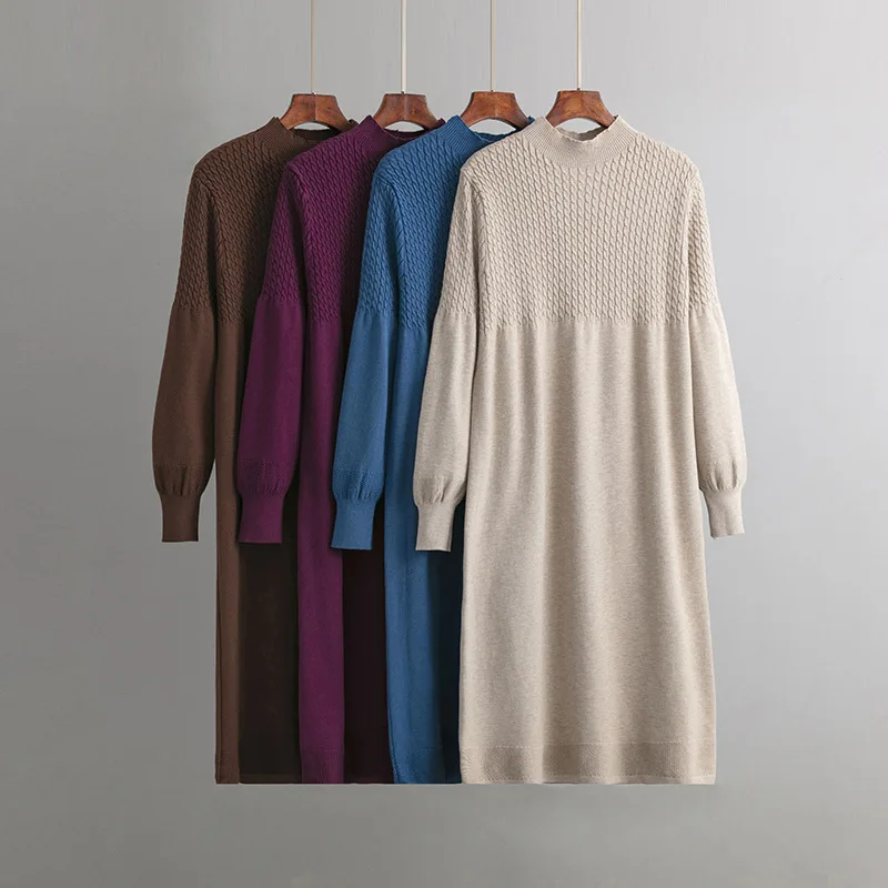 Winter Loose Casual Women Knit Dress Fashion Autumn Sweater Dress Long Sleeves Outwear Female Warm Soft Oversize Dresses Elegant