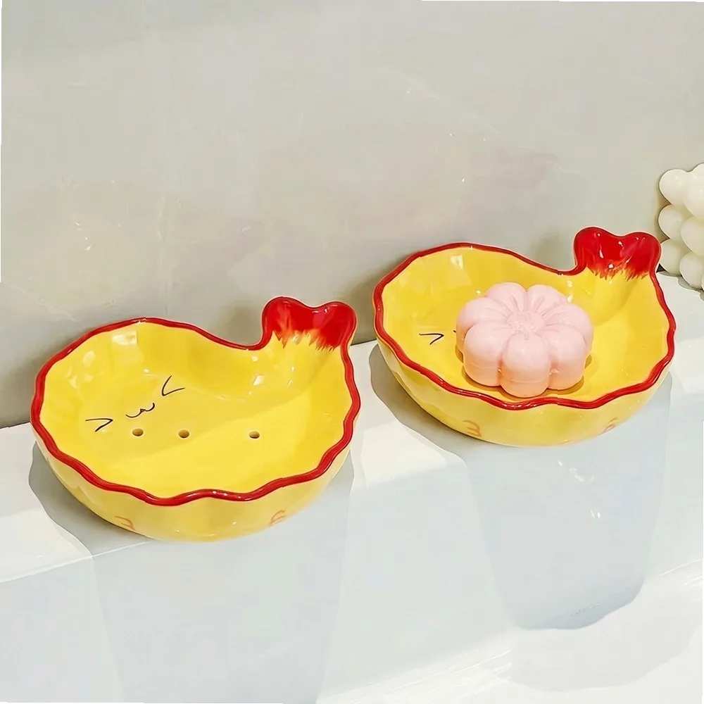 Cute Creative Ceramic Shrimp Soap Dish with Drainage for Bathroom Vanity Shower Countertop