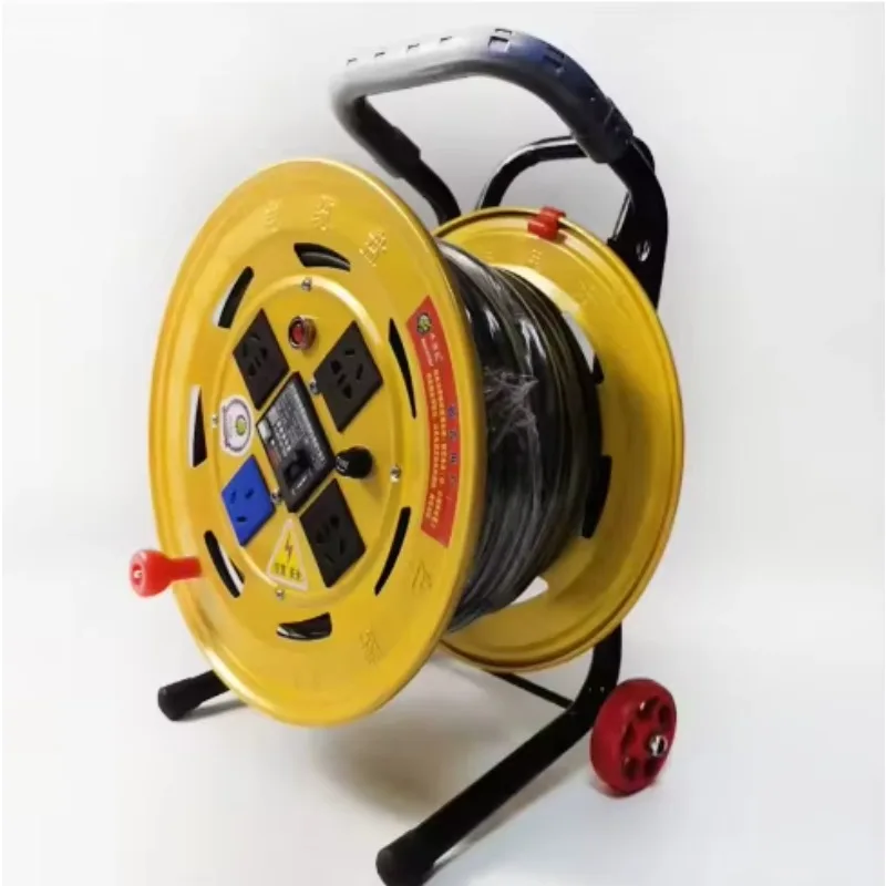 Manufactured In China Metal Electric Power Cord 4 Socket Cable Reel Rack With Wheels