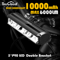 10000mAh Bicycle Light 5P90 LED Front Double Bracket Power Bank MTB Mountain Bicycle Lamp Bike Headlight Cycling Accessorie Tail