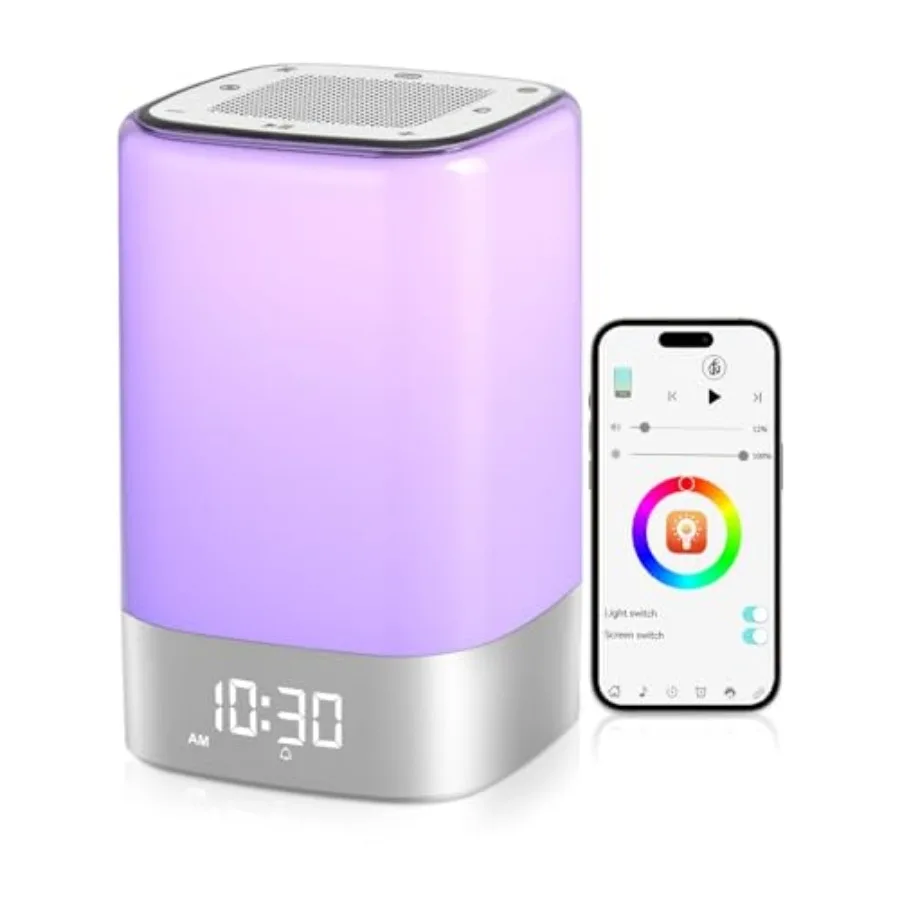 

Машина звуков природы с 32 успокаивающими звуками, Bluetooth-колонка, будильник для спальни с функцией светового пробуждения и ночником