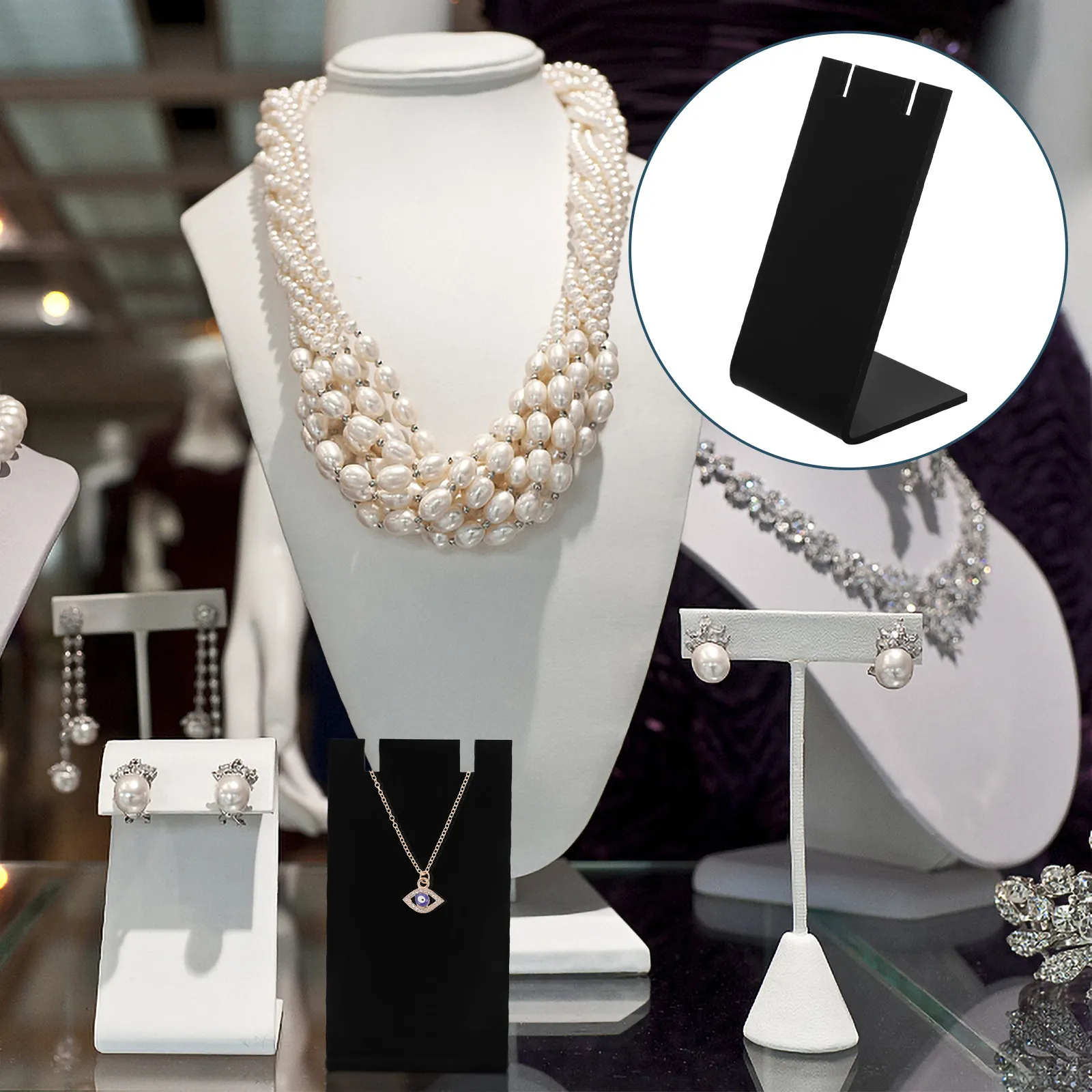 

2Pcs Clear Acrylic L Shape Jewelry Stand Organizer Rack for Earrings Necklaces Bracelets Retail Display Earrings Organizer