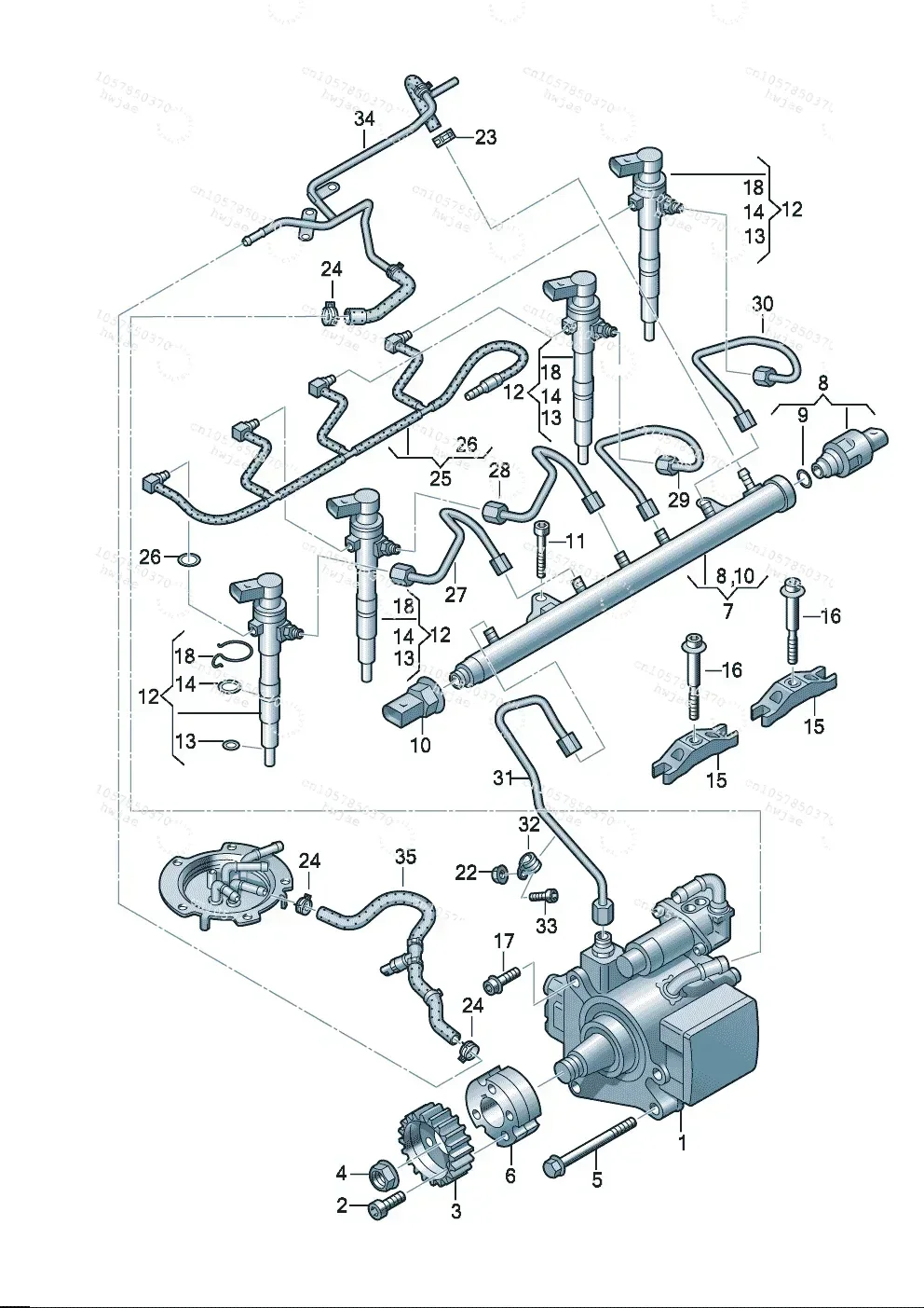 

03L130277B 03L130277S A2C59513554 5WS40539 5WS10001 A2C9626040080 Форсунка топливной форсунки двигателя для vw 1.6