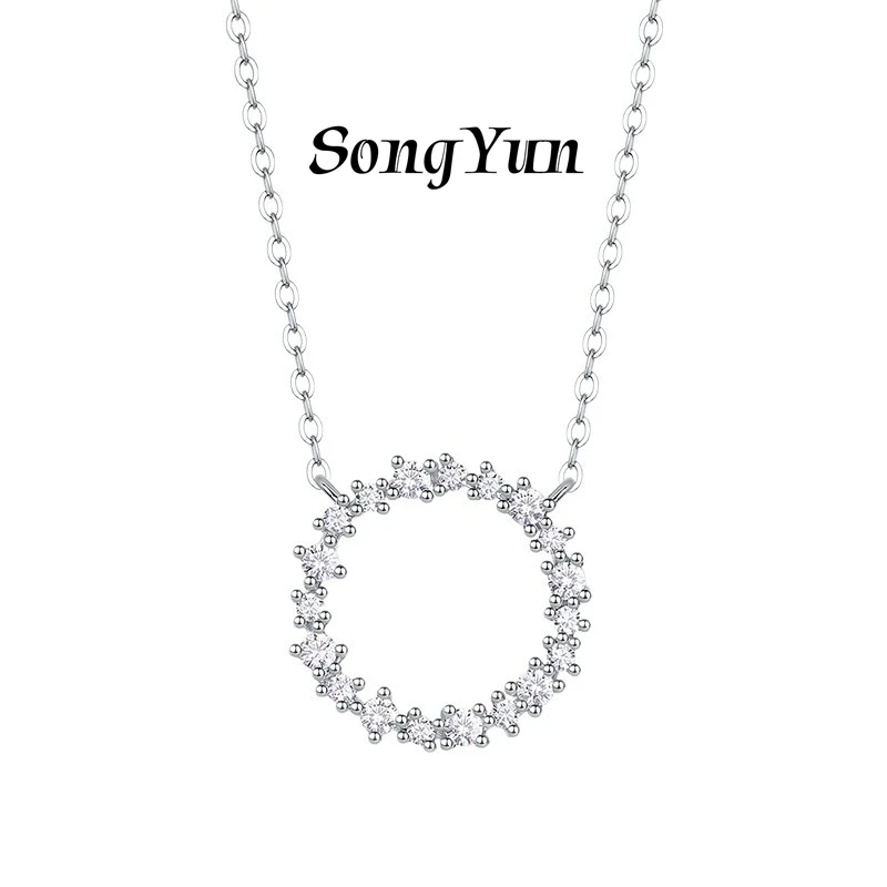 

SongYun Designer Jewelry 925 Sterling Silver Necklace Moissanite Diamond Station Necklace Anniversary 18K Gold Plated Jewelry