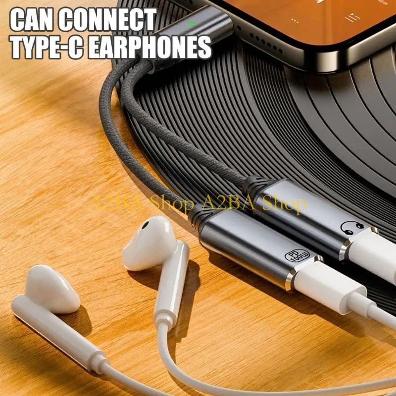 

A2BA 2 в 1 USB C разветвитель USB Type C Порт для наушников Кабель-адаптер Шнур PD100W Быстрая зарядка 4180 Мбит/с Передача