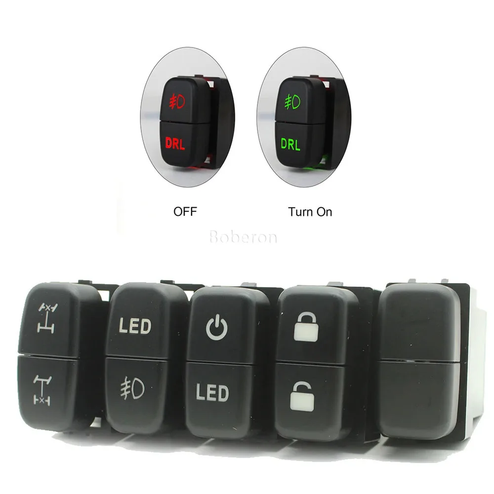 Car Dual Switch DRL Front Rear Diff Fog Spot Bar Switch Unlock Button Switch Fit For Mitsubishi Lancer EX Pajero V73 V93 V97