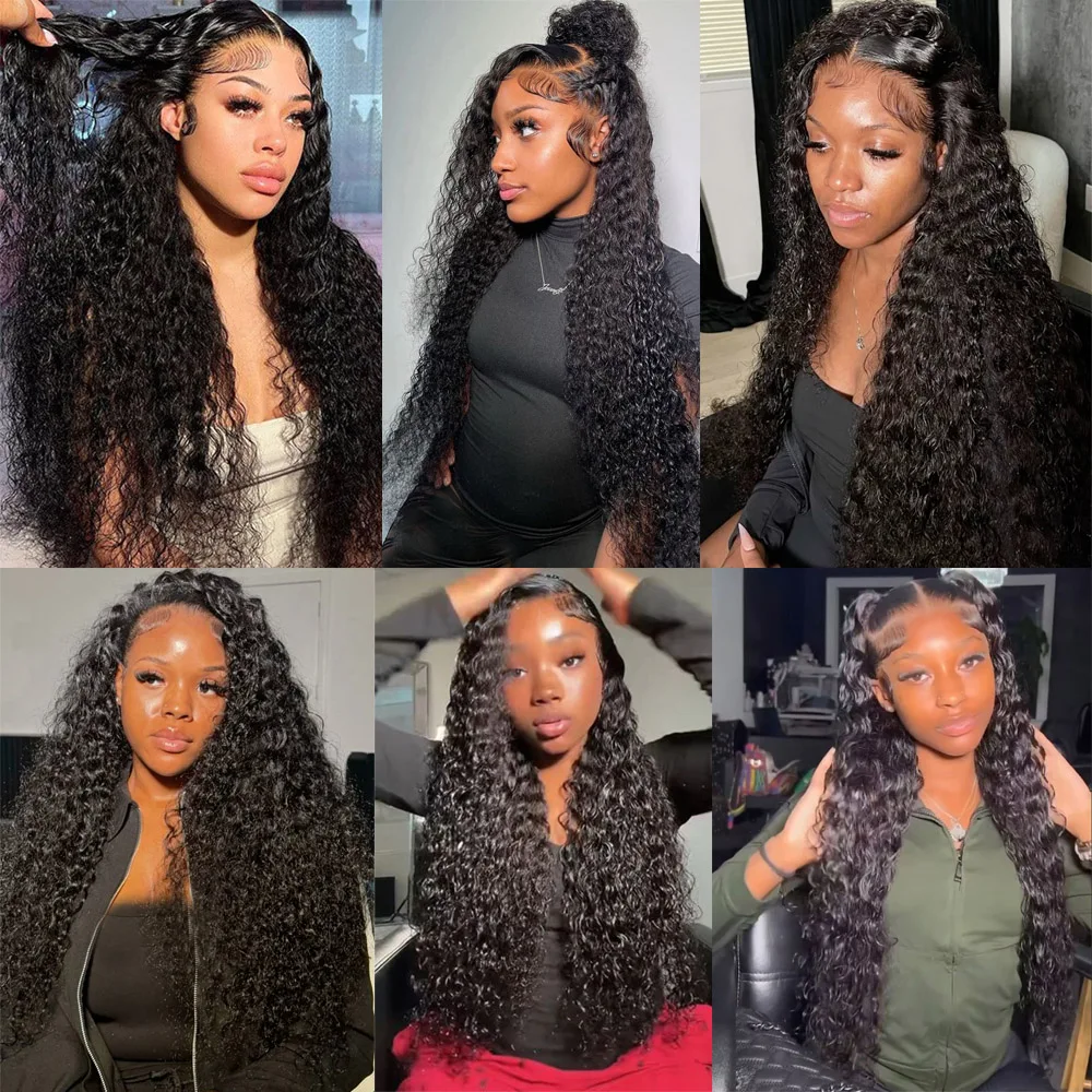 Water Wave Lace Front Wigs Human Hair 13x4 Transparent Lace Wet and Wavy Lace Frontal Wigs Human Hair 180% Density Natural Color