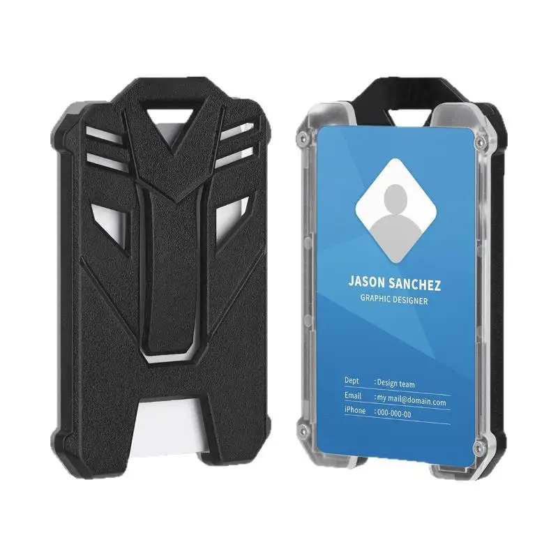 ID Card Holder Protective Cover Hard Plastic Case With Clear Window Heavy Duty Badge Holder For Office School