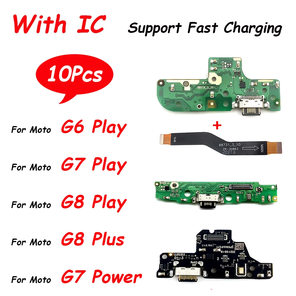 10Pcs，For Moto G7 Power G9 Play G8 Plus G41 G100 SB Charging Port Mic Microphone Dock Connector Board Flex Cable Repair Parts