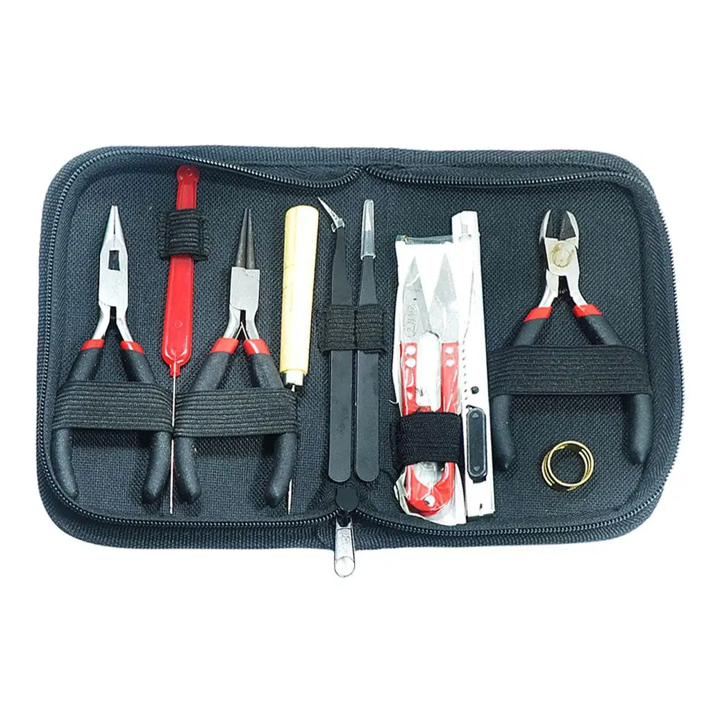11pcs JEWELLERY KIT Awl Scissors Beading Pliers Sets Crafting
