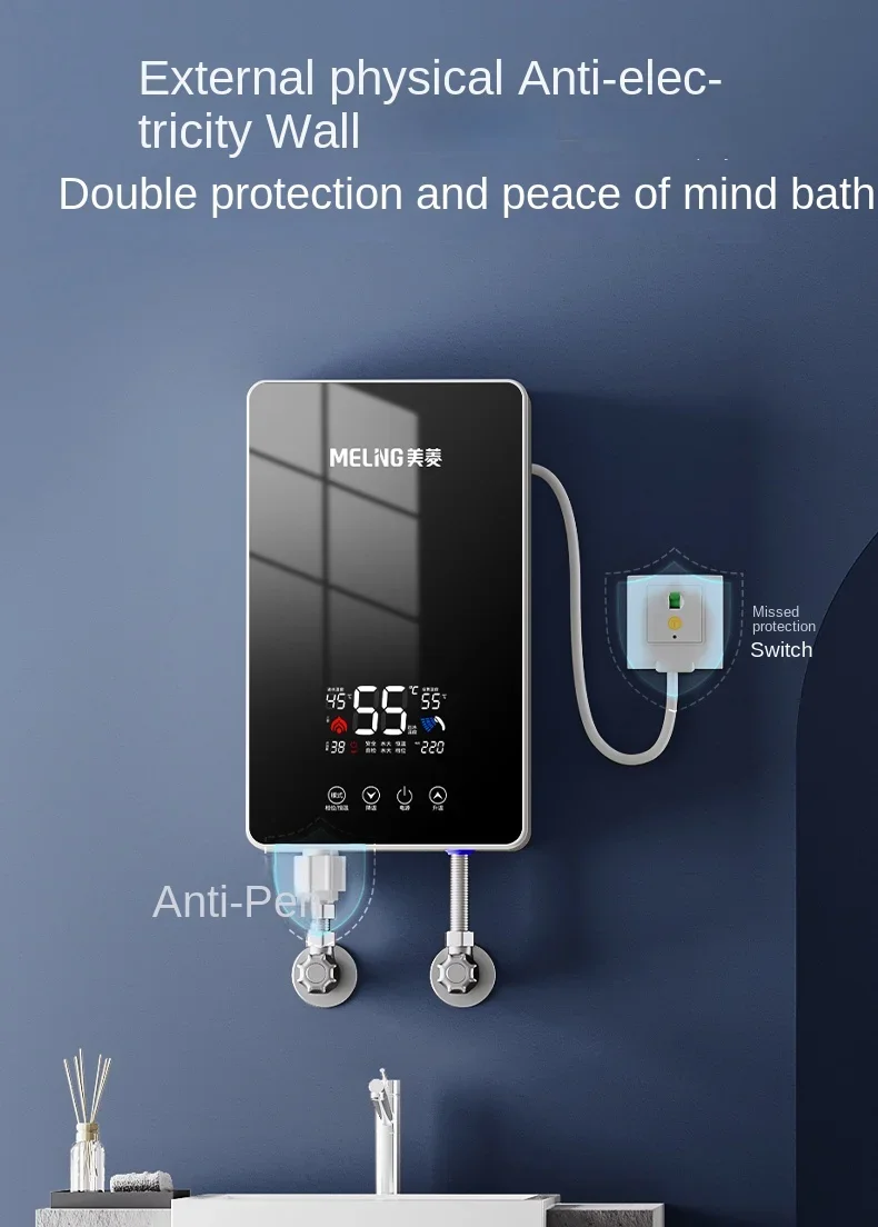 220 V elektrischer Warmwasserbereiter ohne Durchlauferhitzer für Badezimmer, Küche, Dusche, Temperaturregelung A