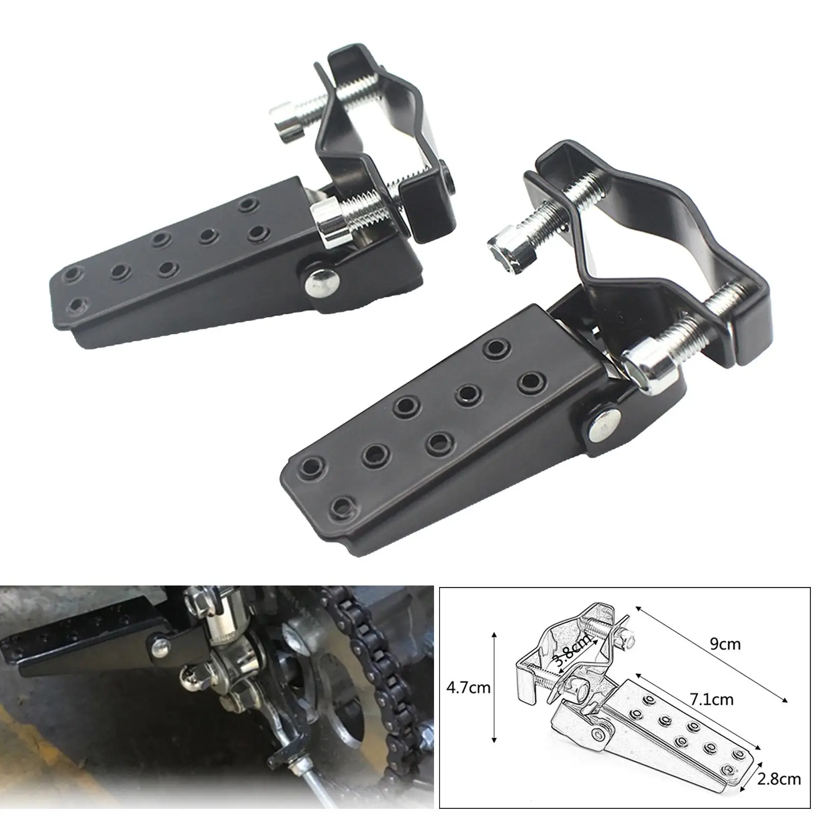 Motorbike Motorcycle Foot Pegs Pedals Universal 25-30mm Folding, Durable Material High Reliability