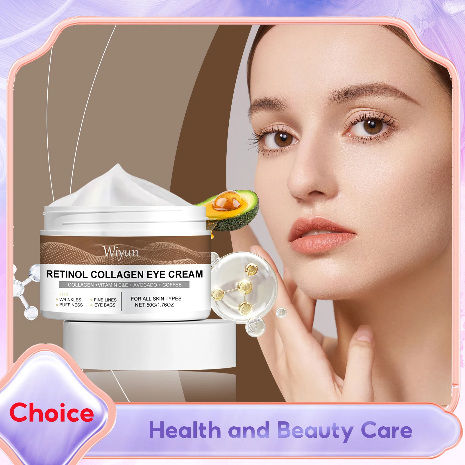 Retinol Eye Cream for Dark Circles Puffiness Rapid Wrinkle Repair Anti Aging Fight Fine Lines Firming Hydrating Under Eye Cream