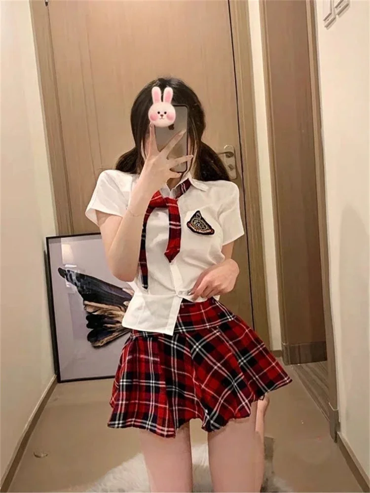 2024 Student Uniform Plaid Vintage High School Costumes Cosplay Schoolgirl Sweet Anime Role Play Dress Animation Show Garment