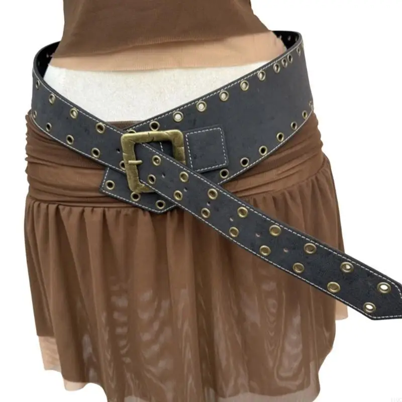 2025 تصميم جديد منفعل الشرير حزام عريض ديكور العيينة الكبيرة الناعمة بو الجلود حزام الخصر #3