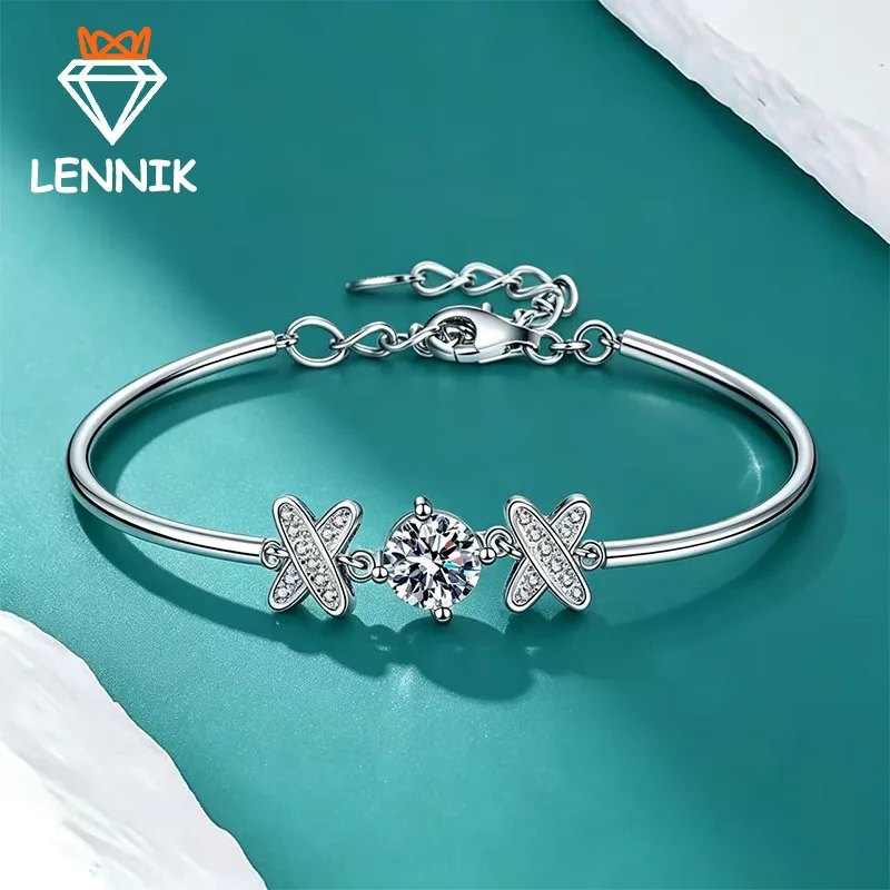 GRA Certified D Color VVS1 1CT Moissanite Bracelet Unisex, S925 Sterling Silver 18K White Gold Plated Elegant Versatile Bracelet
