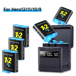 Battery for Gopro Hero 12/11/10/9 with LCD Display Multifuntional Smart Gopro Hero 12 11 10 9 Battery Charging Box/Case