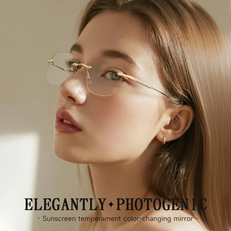 

Fashion Sunglasses Square Frameless Photochromic Sunglasses Lens From Clear To Dark For Men And Women Fashion Accessories