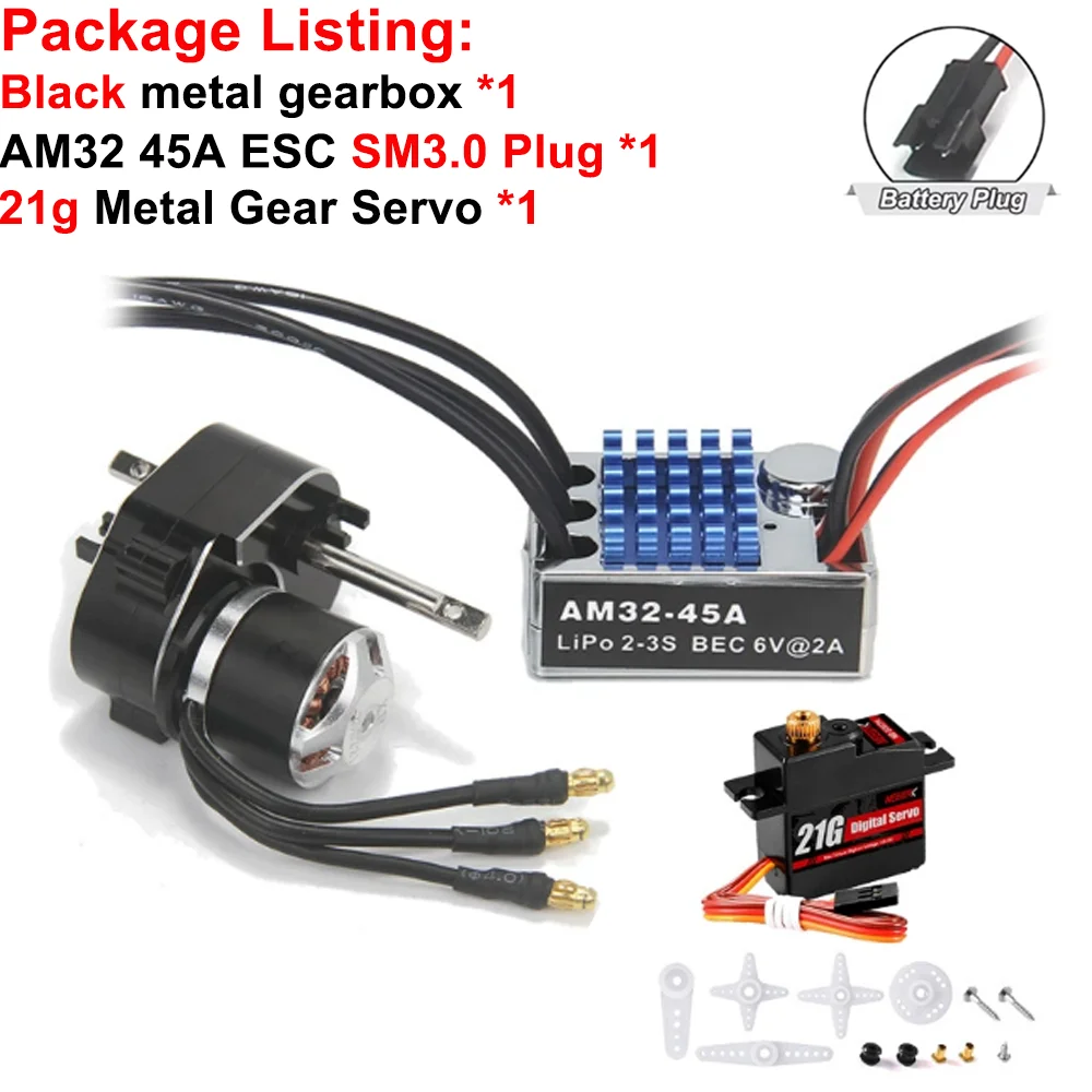 Volledig Metalen Versnellingsbak 2322 2600KV Borstelloze Motor AM32 45A ESC 21g Servo/2CH Ontvanger voor RC Auto Crawler MN82 MN78 MN168 MN99 MN98