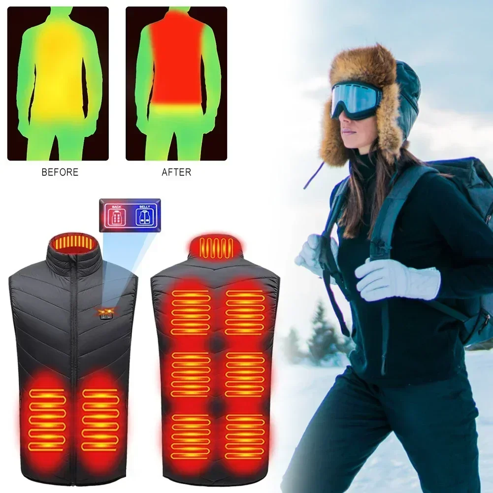 Chaleco autocalentable de 17 áreas, chaqueta calefactora con Control de cuatro interruptores para hombre, ropa eléctrica calentada por USB, chaleco