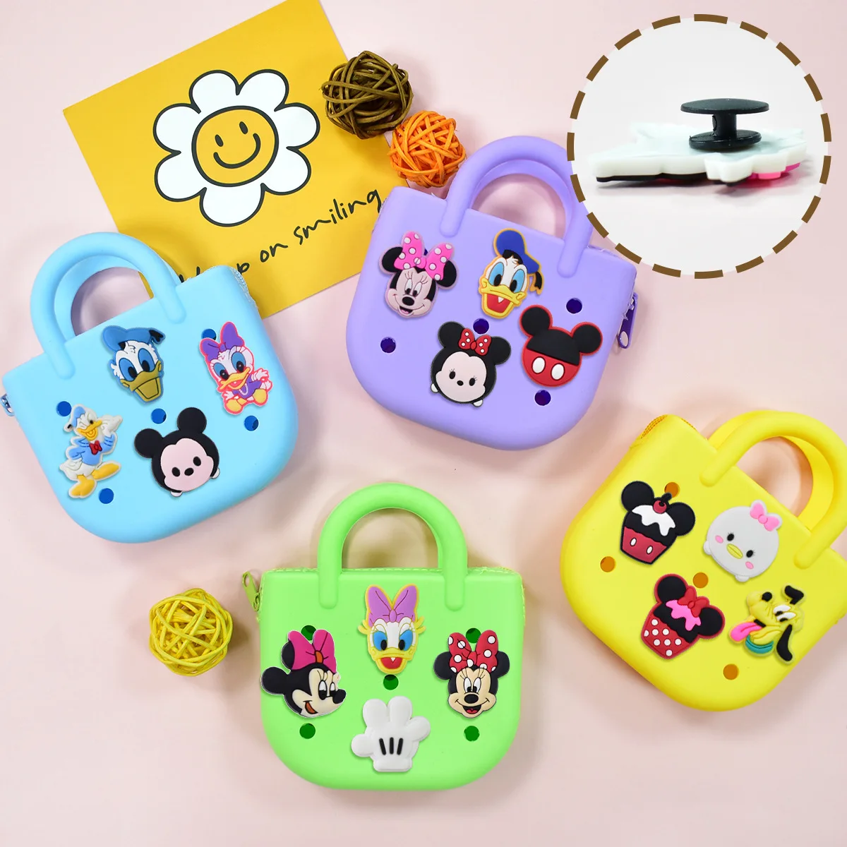 1/30pcs Popular Cute Cartoon Mouse PVC Shoe Charms For Slides Sandals Soft Rubber Clog Accessories DIY Custom Decoration Gift