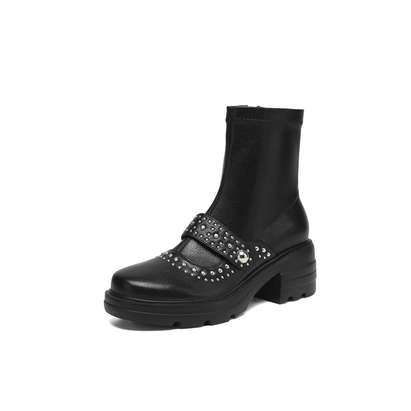 Handmade Genuine Leather platform Boots Sexy Rivet Ankle boots,Fashion winter woman boots