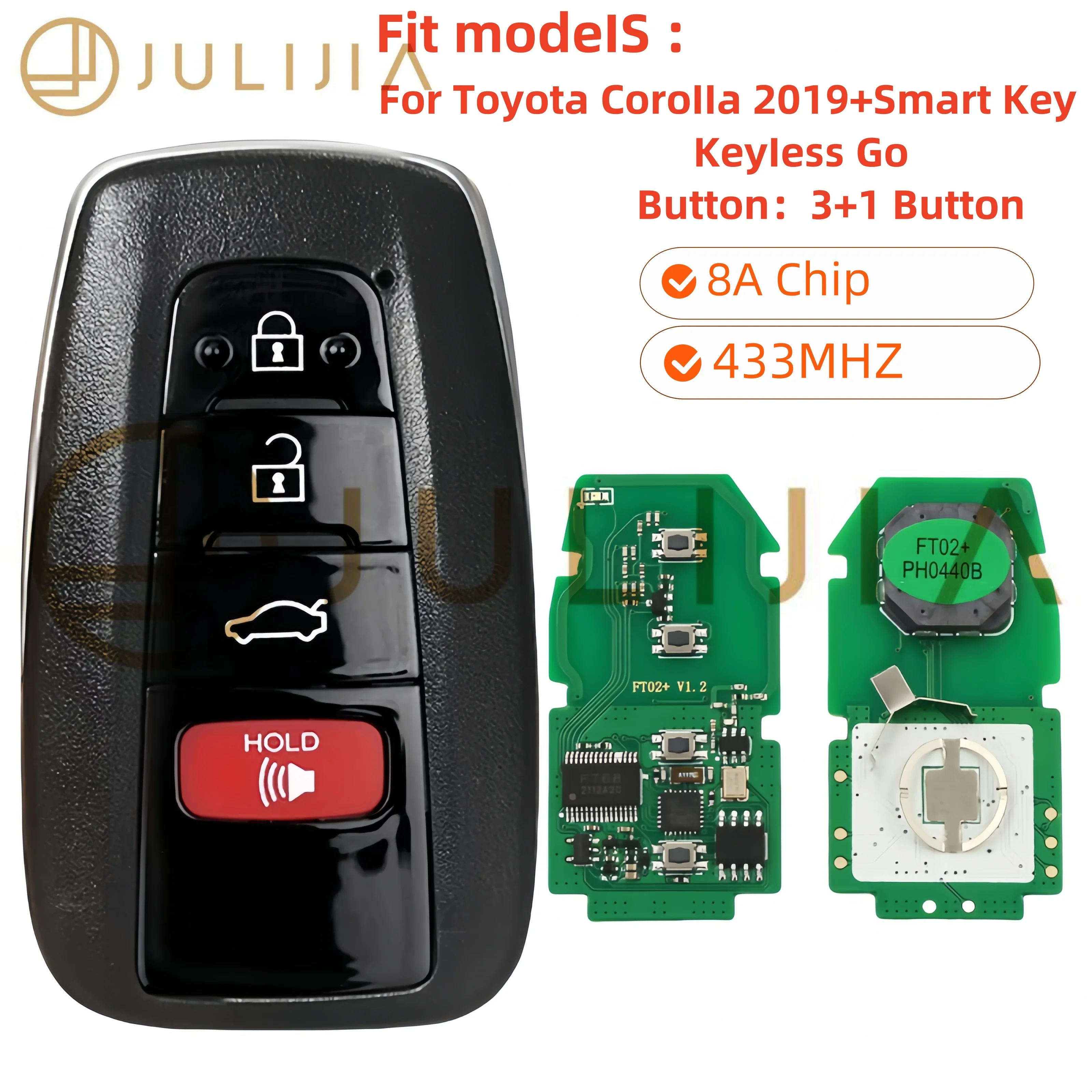 JULIJIA For Toyota RAV4 Avalon Smart Key Update Version of FT11-H0410C 312/314MHz 8A Chip Lonsdor FT02-PH0440B