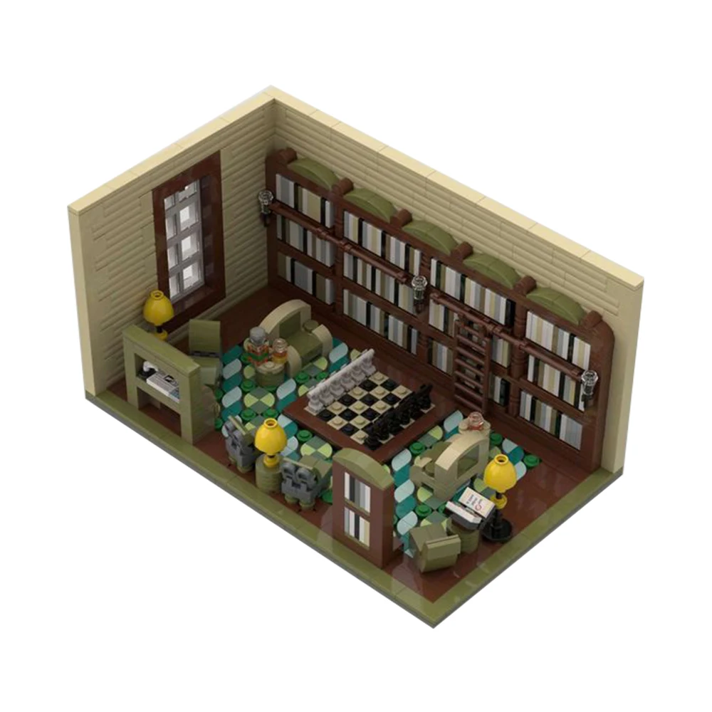 

MOC Modern Library Building Blocks Model Books Collection Kids Education Bricks Toys Classic Books Assemble Toys Kids Gifts Toys