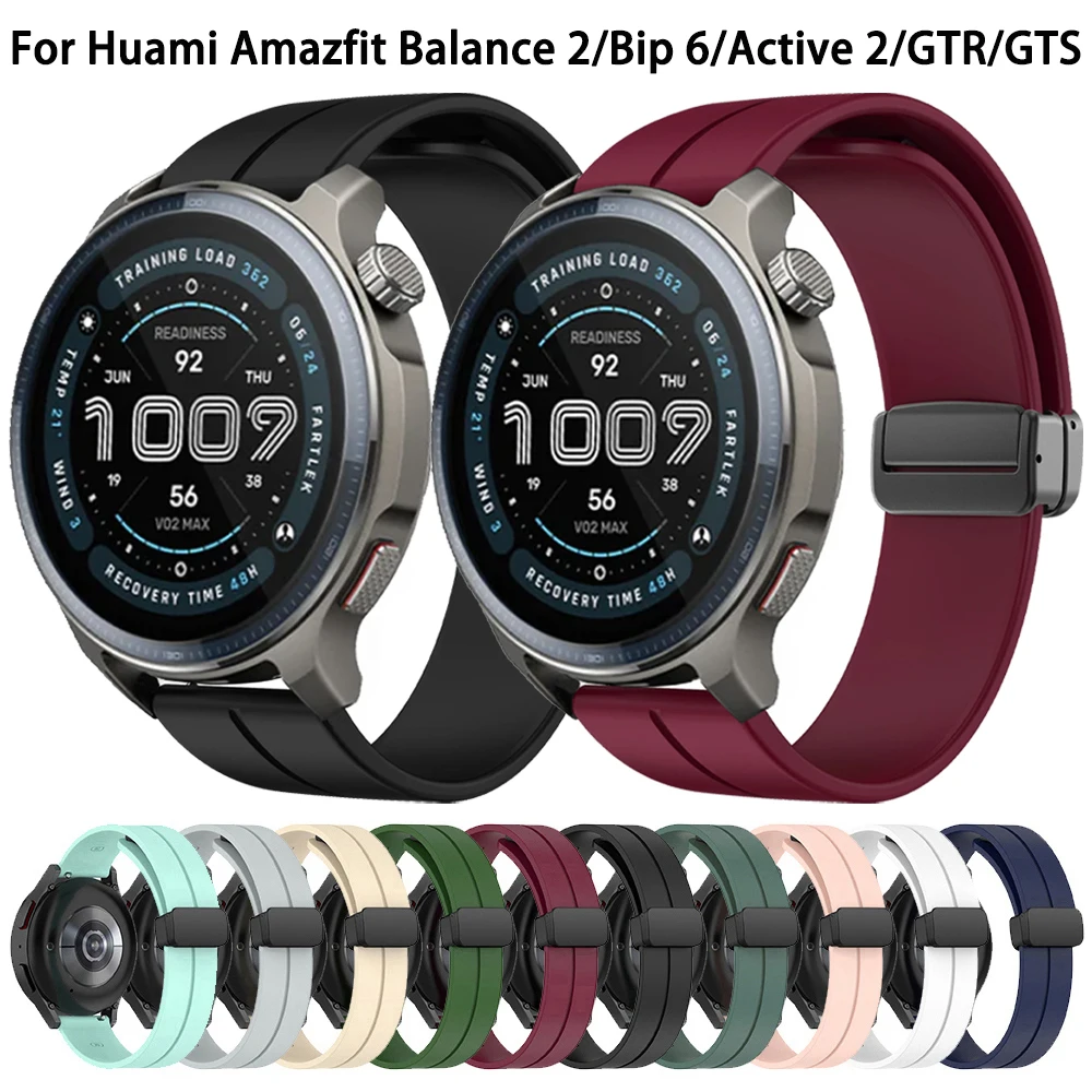 20mm 22mm Magnetic Buckle Rubber Straps For Huami Amazfit Balance2/Cheetah Pro Sport Watch Band For Amazfit GTR/GTS/Bip Bracelet