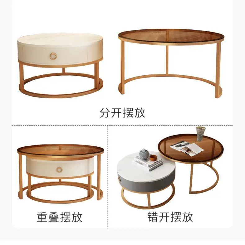 Luxury simple combination rock slab minimalist small table cream style small apartment Italian glass
